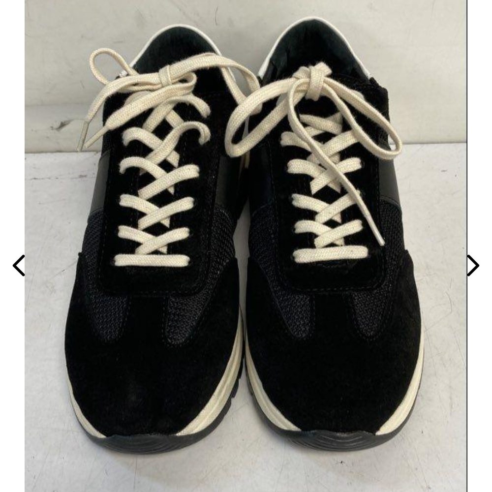 PAIGE Black Sneakers with Cream Laces Womens 6.5 New